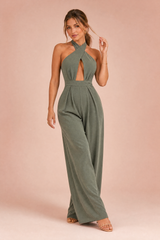 Halterneck Backless Wide-Leg Jumpsuit