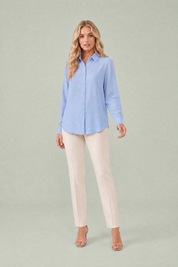 Chemise fluide à col rabattu | Variante Bleu | Lounelle Paris