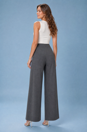 Pantalon large fluide taille haute | Vue de dos | Lounelle Paris