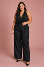 Ensemble noir col licou dos nu | Porté sur une silhouette plus ronde | Lounelle Paris