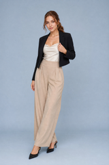 High-Waisted Pleated Wide-Leg Pants
