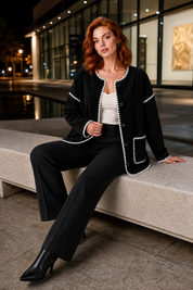 Veste polaire noire bicolore ample | Variante Noir - Lifestyle | Lounelle Paris