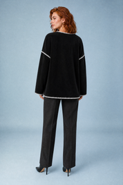 Veste polaire noire bicolore ample | Vue de dos | Lounelle Paris