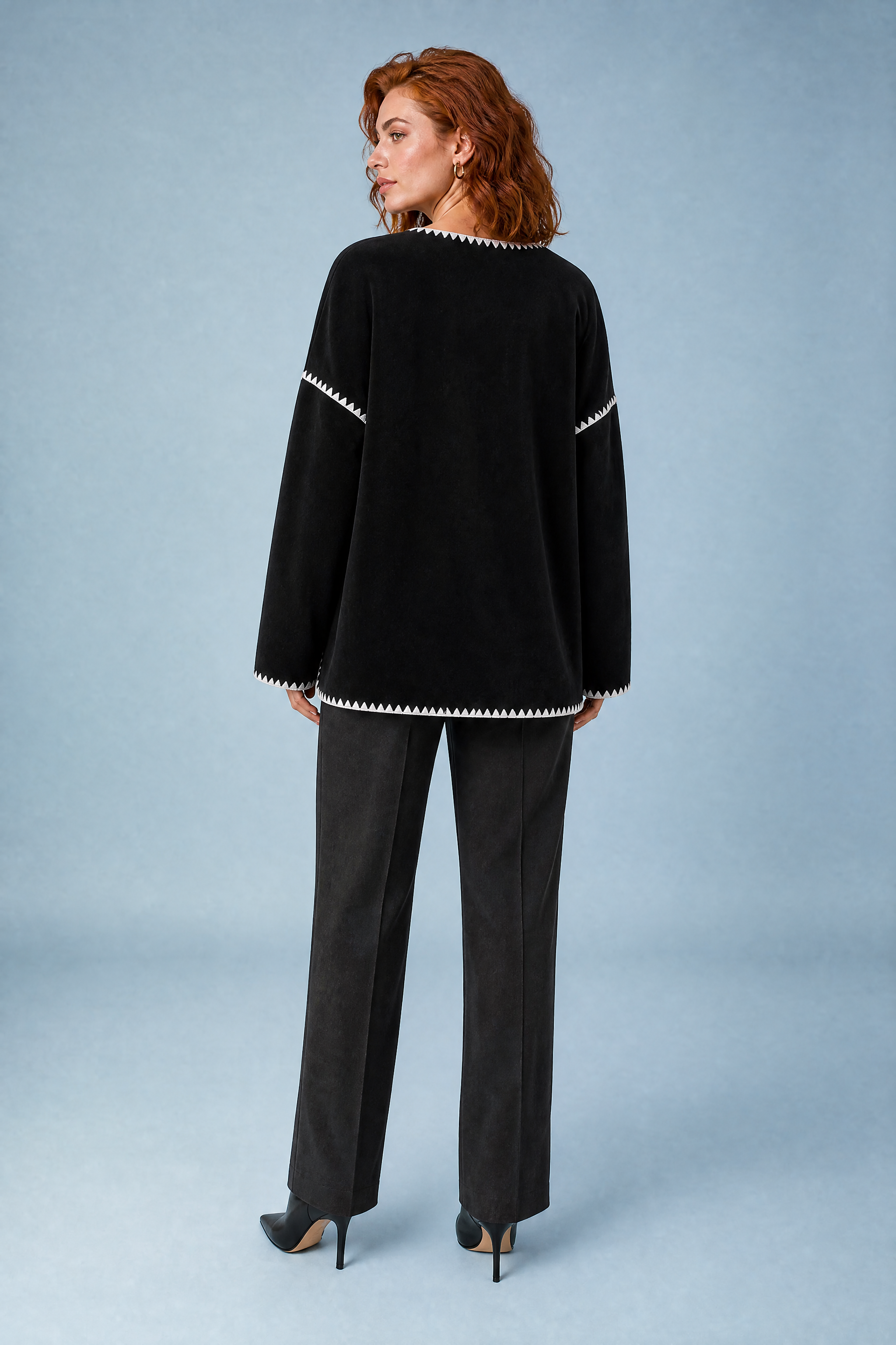 Veste polaire noire bicolore ample | Vue de dos | Lounelle Paris