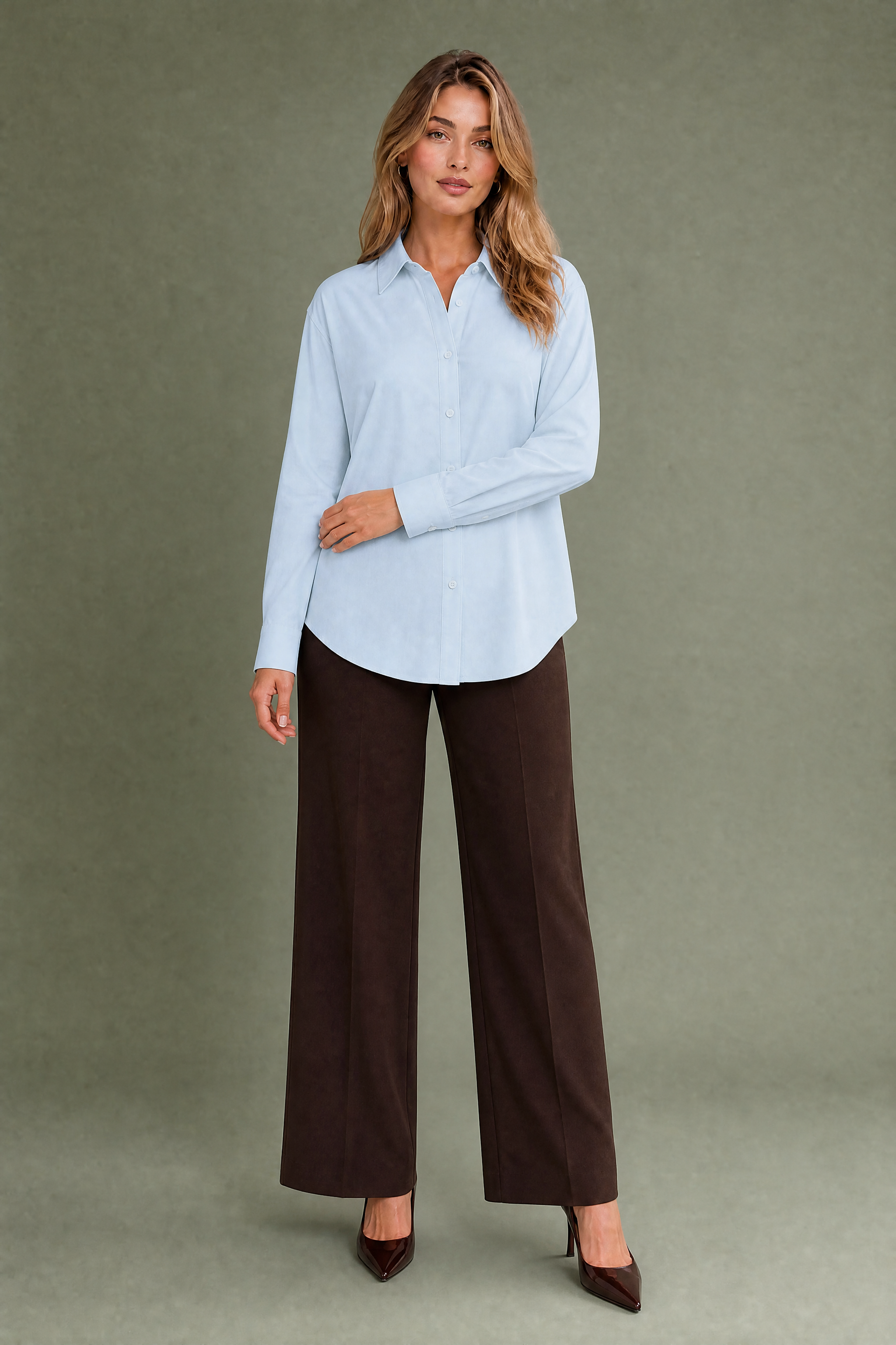 Chemise fluide à col chemise | Variante Bleu | Lounelle Paris