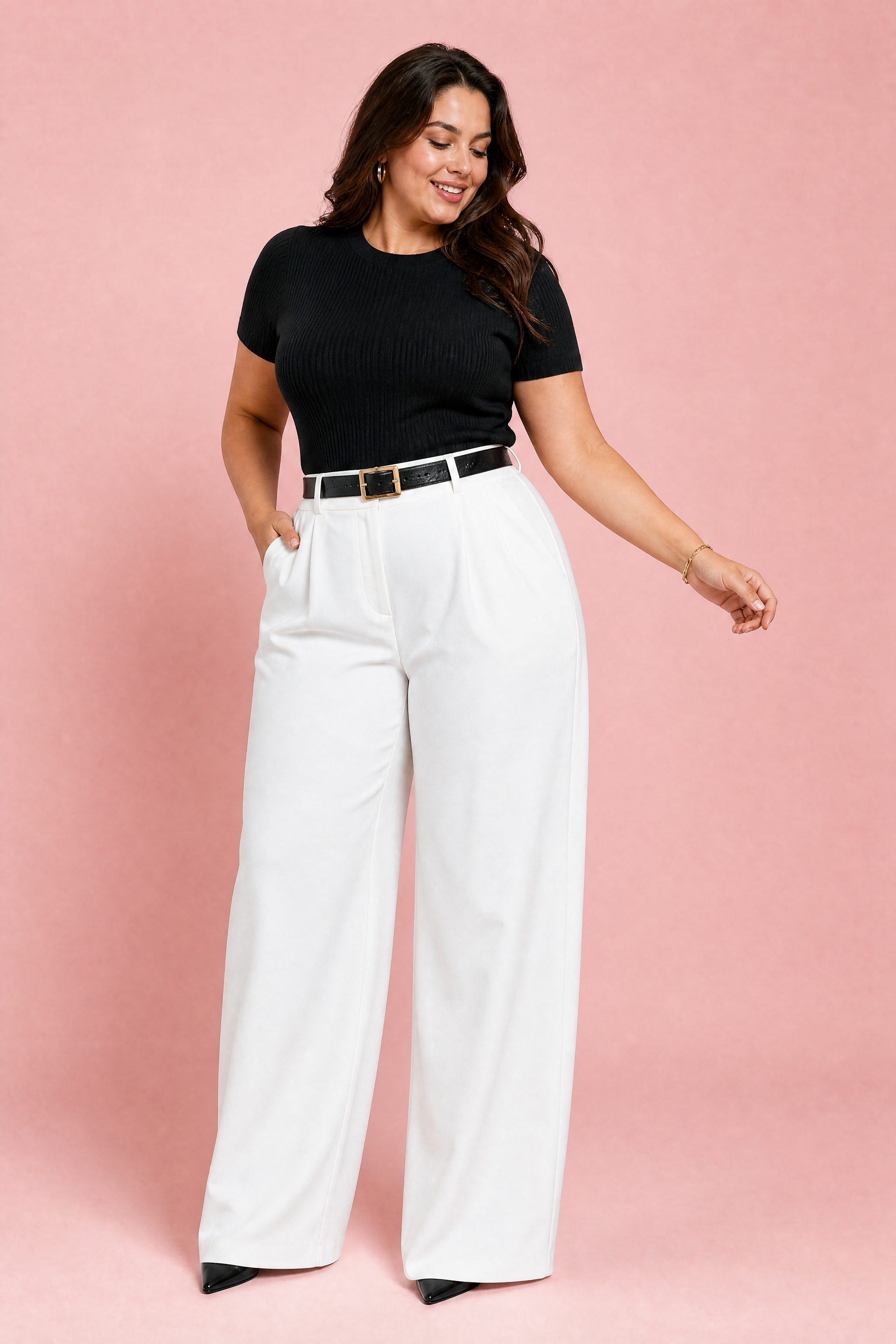 Pantalon taille haute jambes larges | Porté sur une autre silhouette | Lounelle Paris
