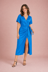 V-Neck Wrap Midi Dress