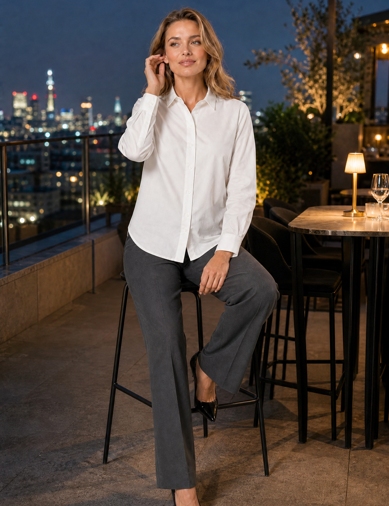 Chemise fluide manches longues | Variante Blanc - Lifestyle | Lounelle Paris