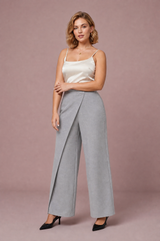 Asymmetrical High-Waisted Wide-Leg Pants
