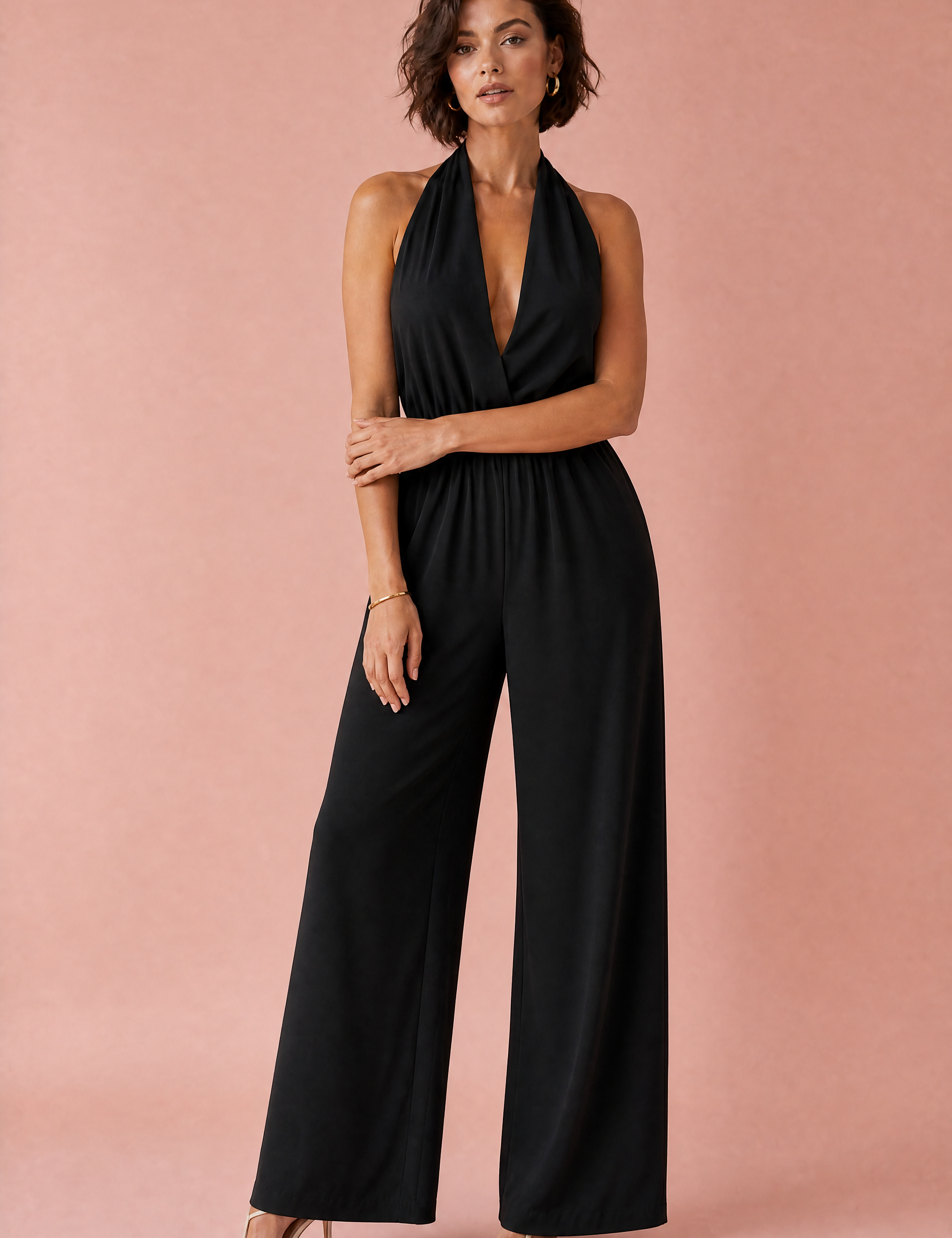 Combinaison col halter dos nu | Variante Noir | Lounelle Paris