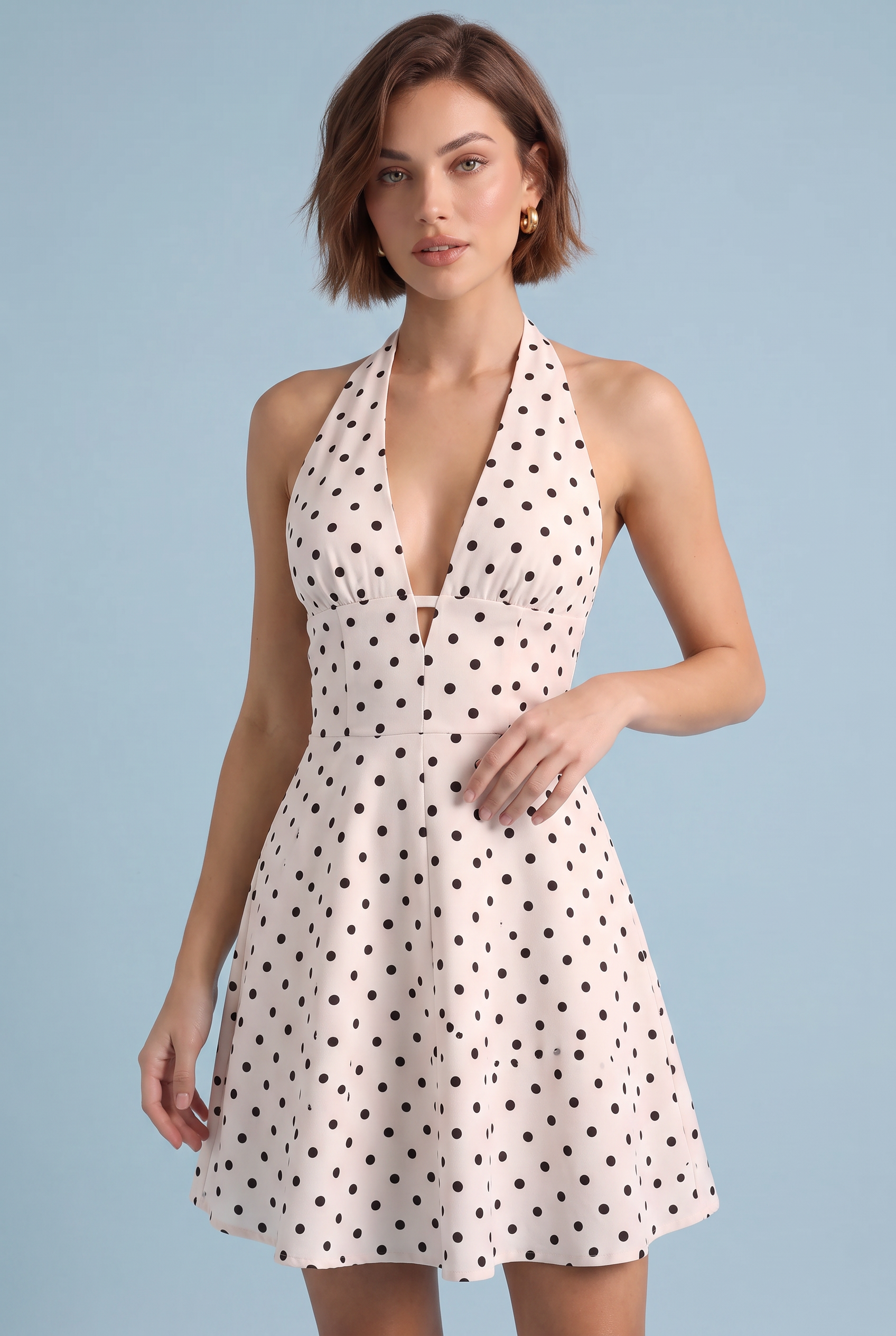 Robe à pois col licou | Vue rapprochée | Lounelle Paris
