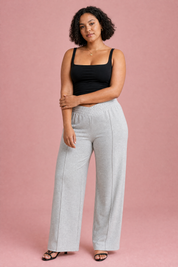 Pantalon large taille élastique en V | Porté sur une autre silhouette | Lounelle Paris