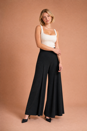 Pantalon large taille haute fluide | Variante Noir | Lounelle Paris