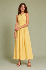 Smocked gingham maxi dress