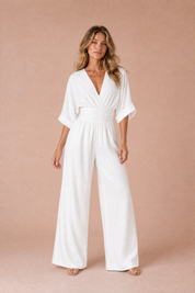 Combinaison col V taille haute | Variante Blanc | Lounelle Paris