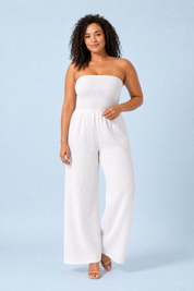 Combinaison bandeau jambes larges | Porté sur une autre silhouette | Lounelle Paris