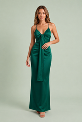 Draped V-Neck Maxi Dress