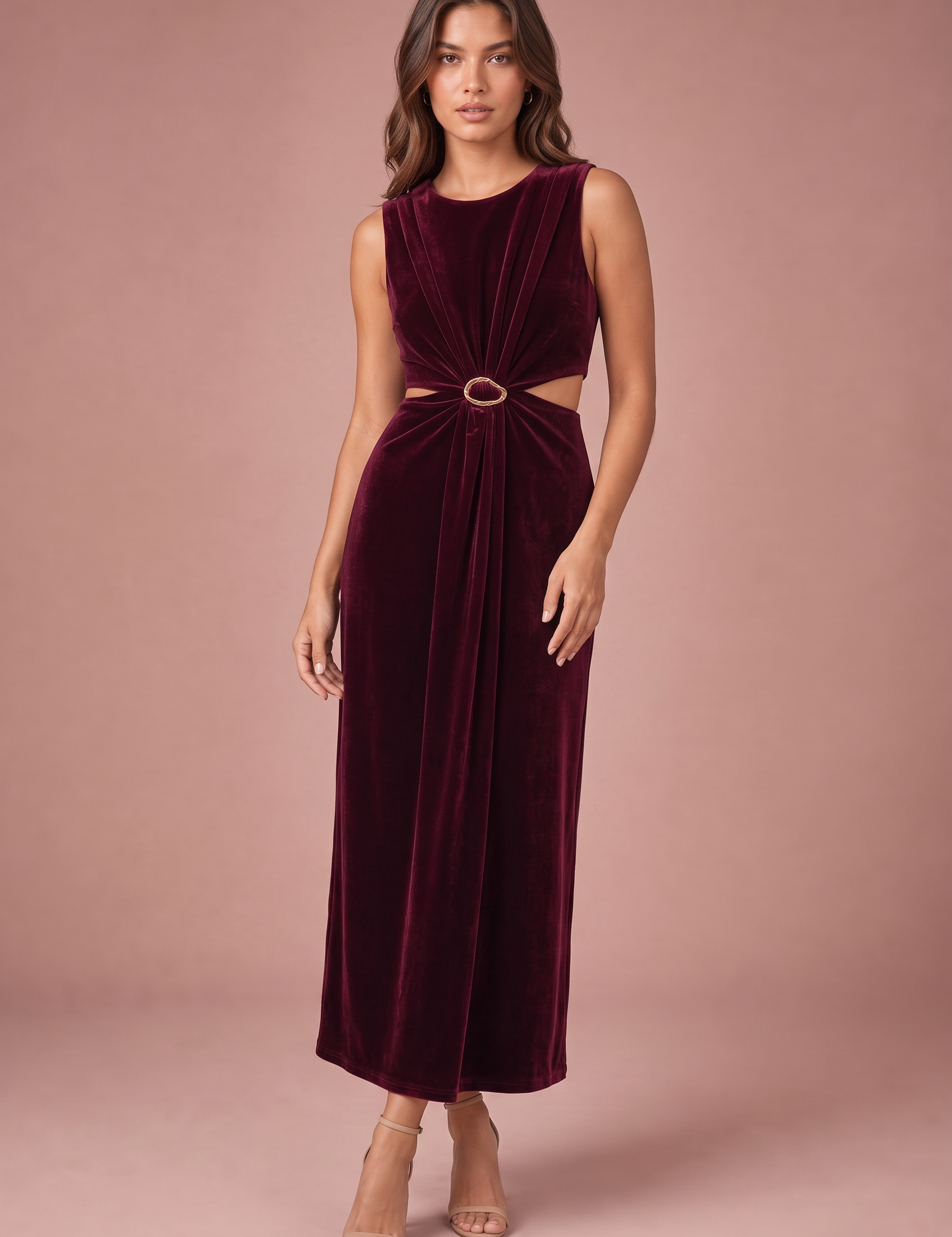 Robe velours sans manches | Variante Bordeaux | Lounelle Paris