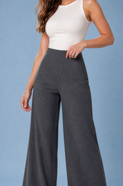Pantalon large fluide taille haute | Vue rapprochée | Lounelle Paris