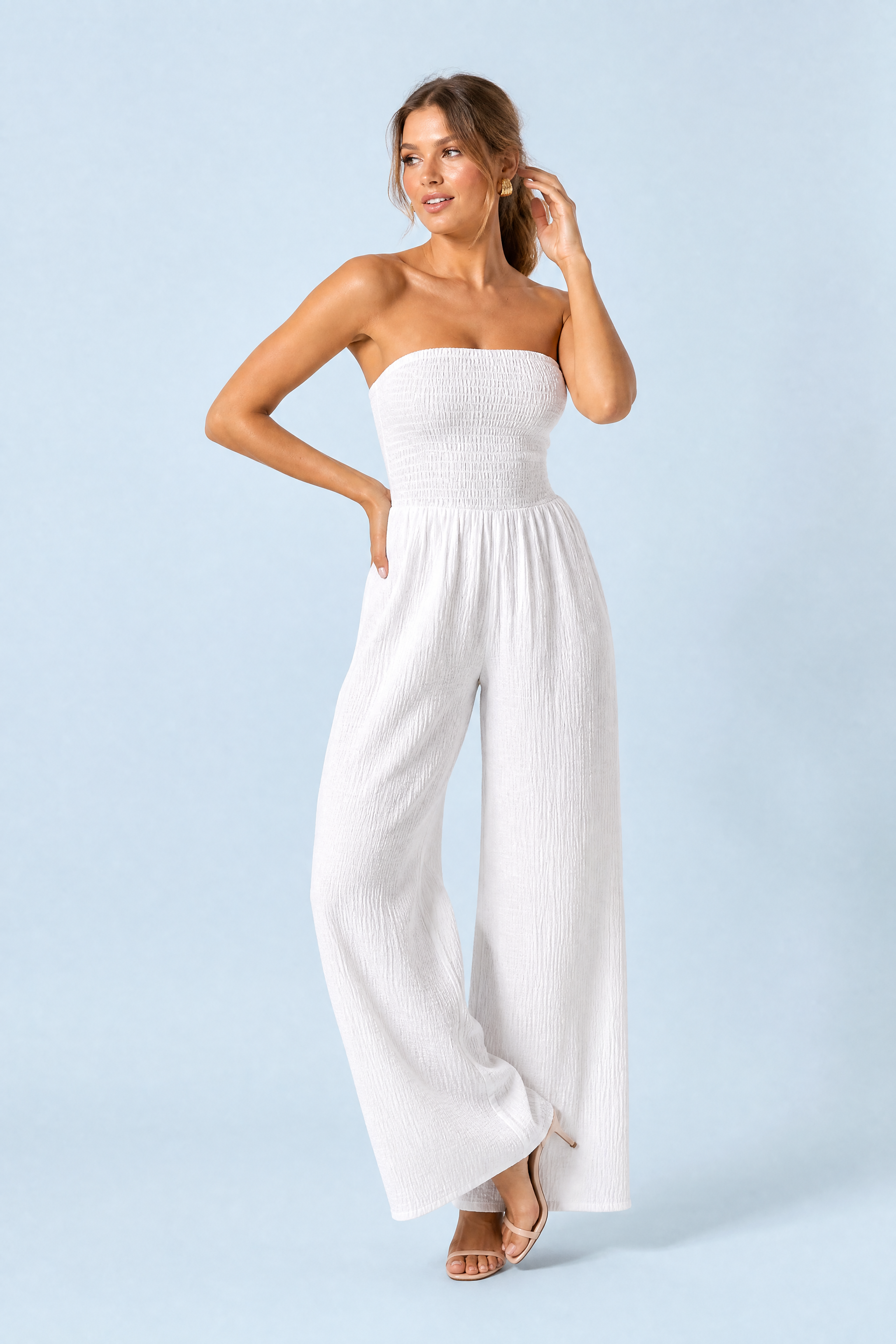 Combinaison bandeau jambes larges | Vue de face | Lounelle Paris