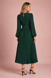 Robe longue plissée à manches bouffantes | Vue de dos | Lounelle Paris
