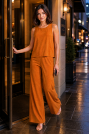 Ensemble fluide pantalon large | Variante Orange - Lifestyle | Lounelle Paris
