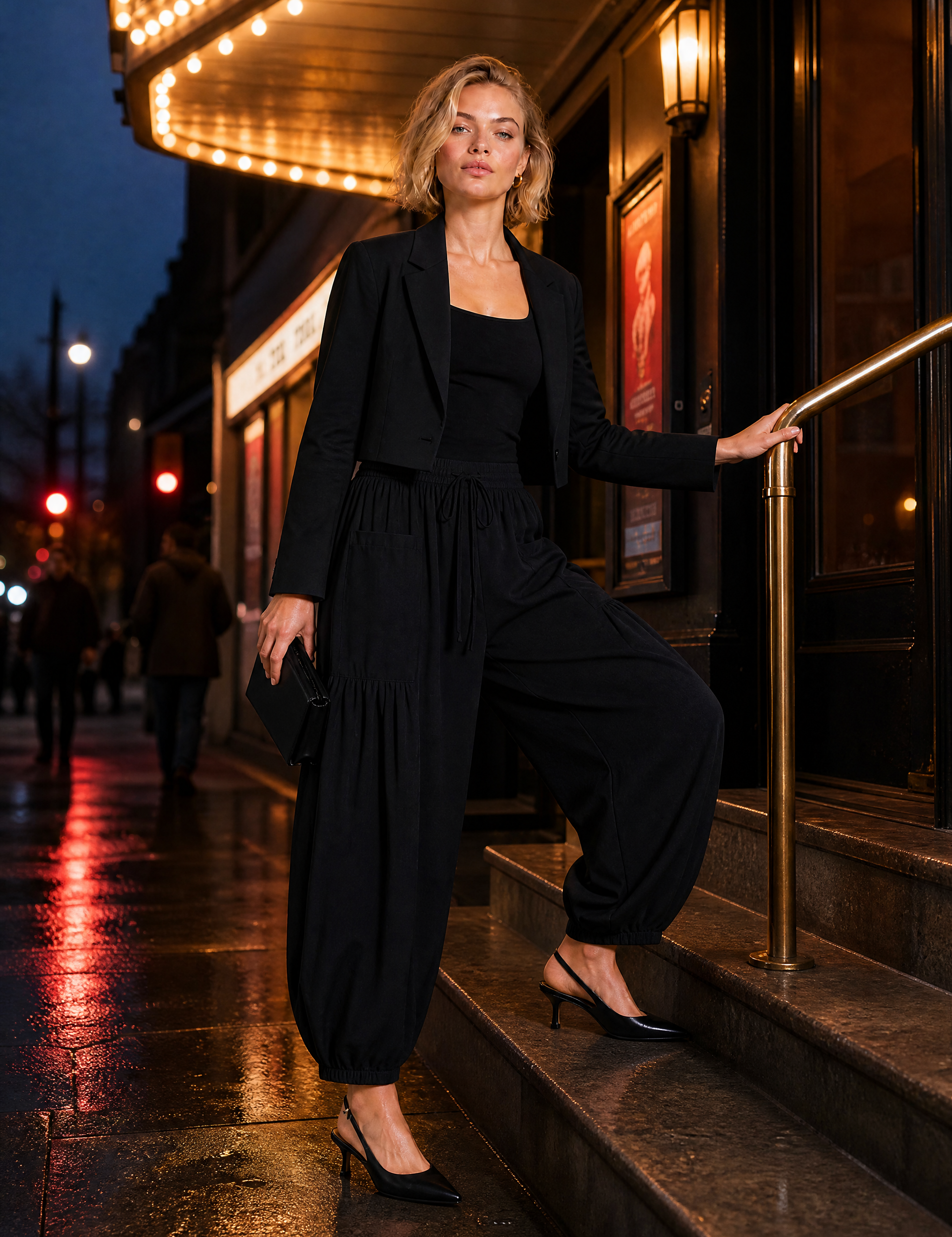 Pantalon large taille haute plissé | Variante Noir - Lifestyle | Lounelle Paris