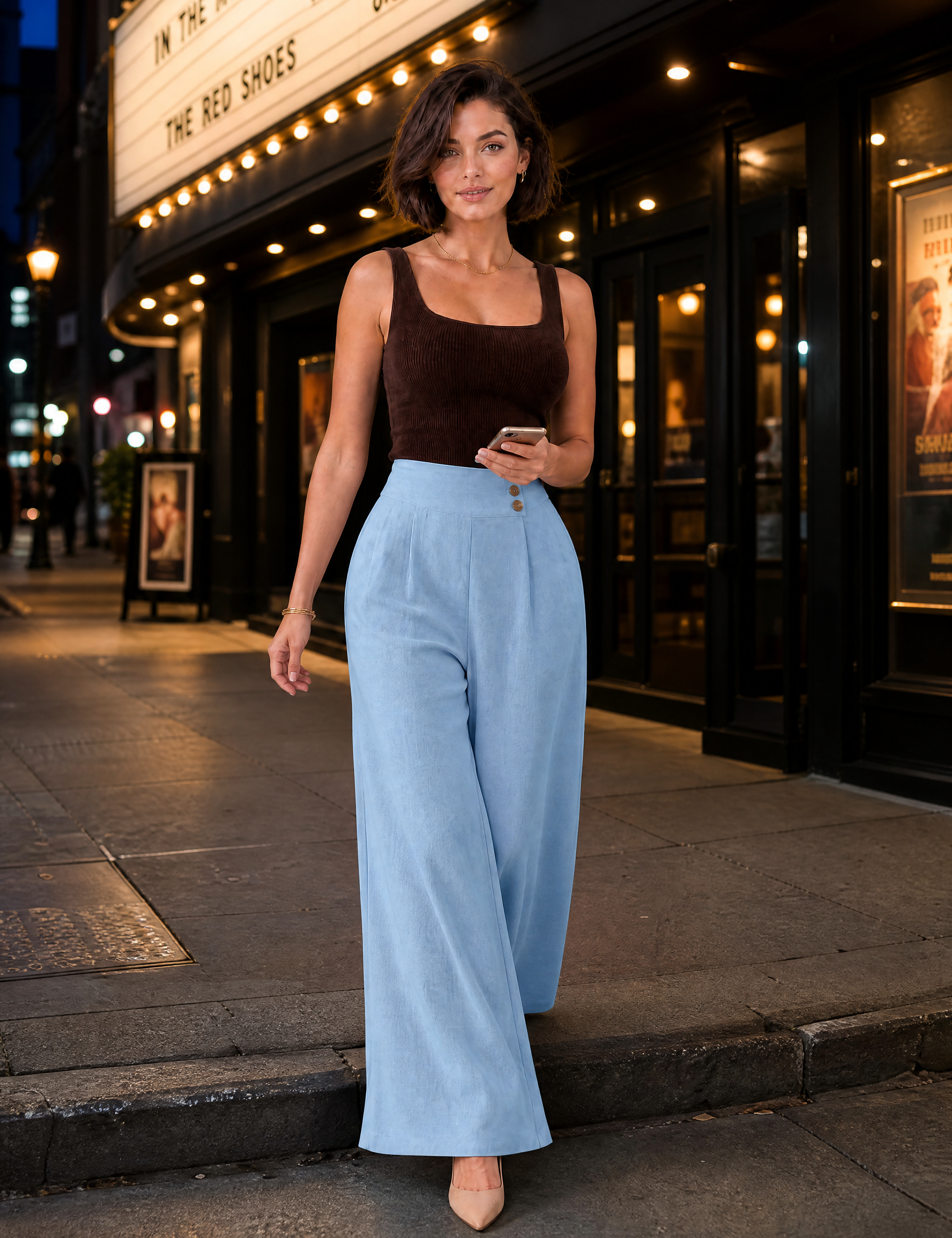 Pantalon palazzo fluide | Variante Bleu - Lifestyle | Lounelle Paris
