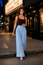 Pantalon palazzo fluide | Variante Bleu - Lifestyle | Lounelle Paris