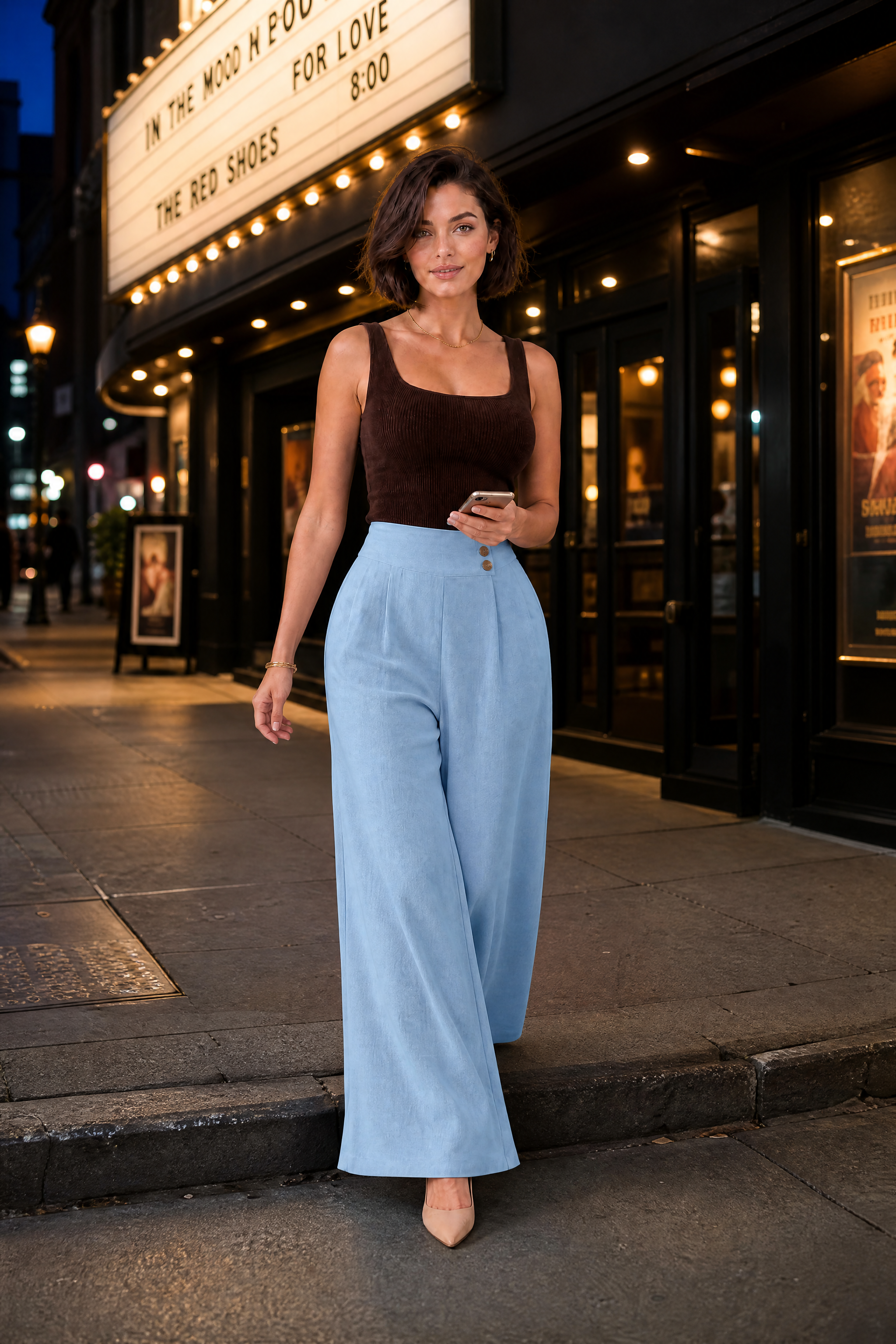 Pantalon palazzo fluide | Variante Bleu - Lifestyle | Lounelle Paris