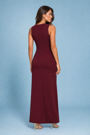 Robe longue bordeaux sans manches | Vue de dos | Lounelle Paris