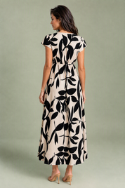Robe longue imprimée col V | Vue de dos | Lounelle Paris