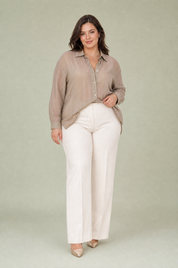 Chemise ample à lignes scintillantes | Porté sur une silhouette plus ronde | Lounelle Paris