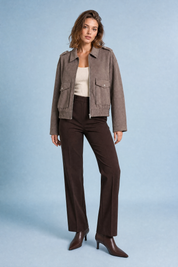 Veste ample effet suédine | Vue de face | Lounelle Paris