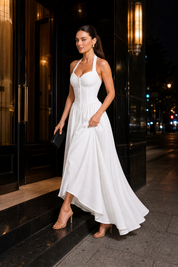 Robe longue blanche licou dos nu | Variante Blanc - Lifestyle | Lounelle Paris