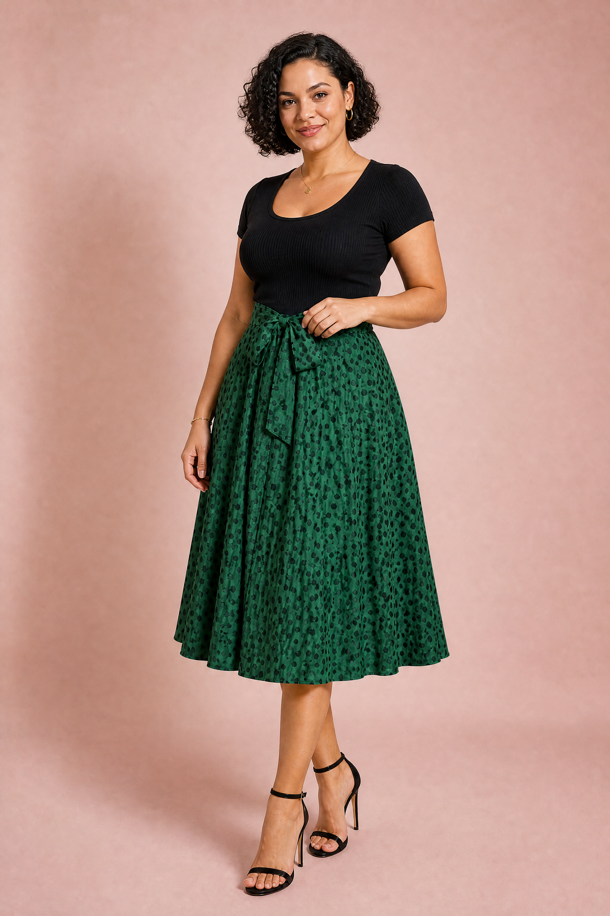 Robe bi-matière à pois | Porté sur une autre silhouette | Lounelle Paris