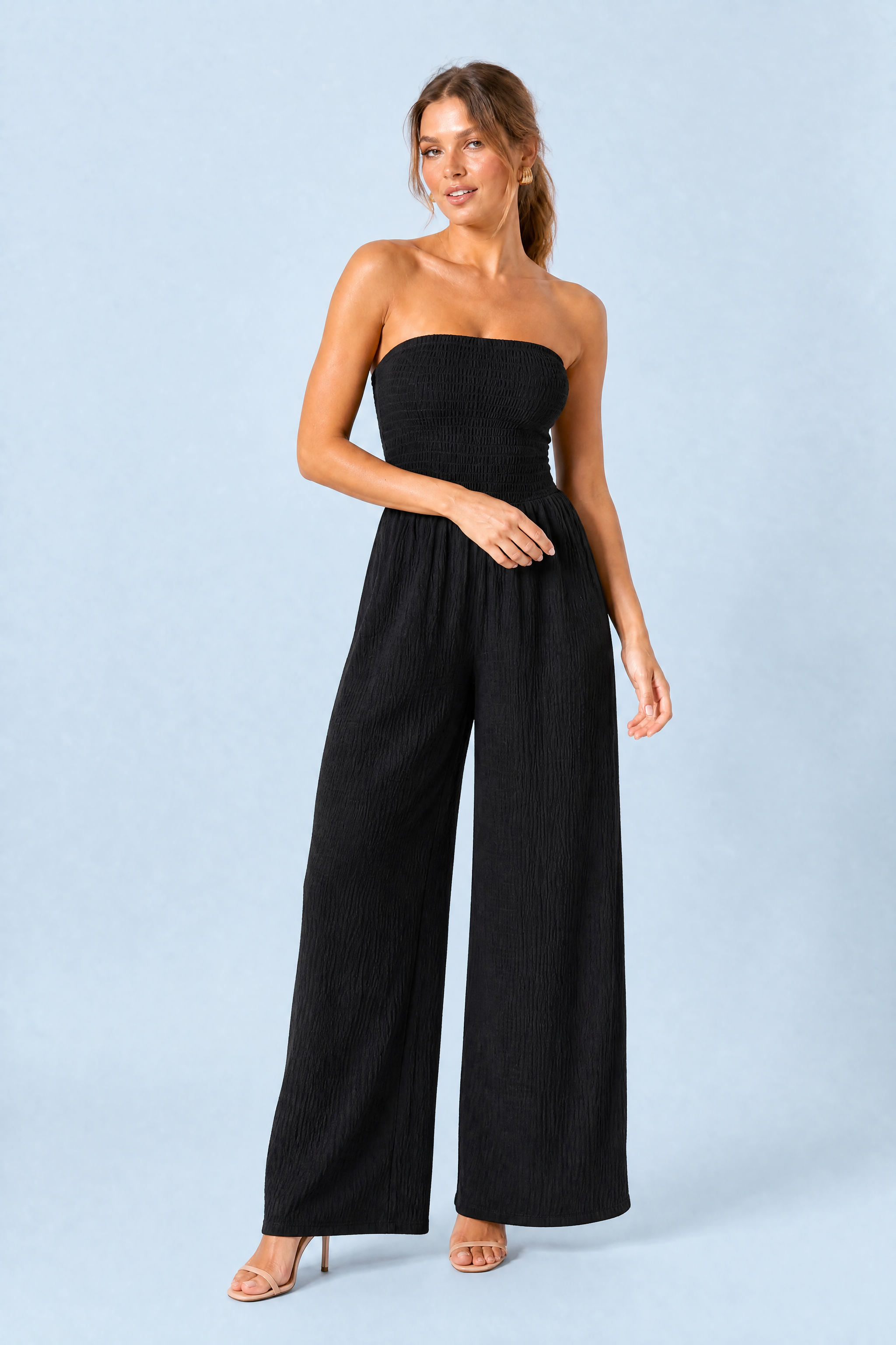 Combinaison bandeau jambes larges | Variante Noir | Lounelle Paris