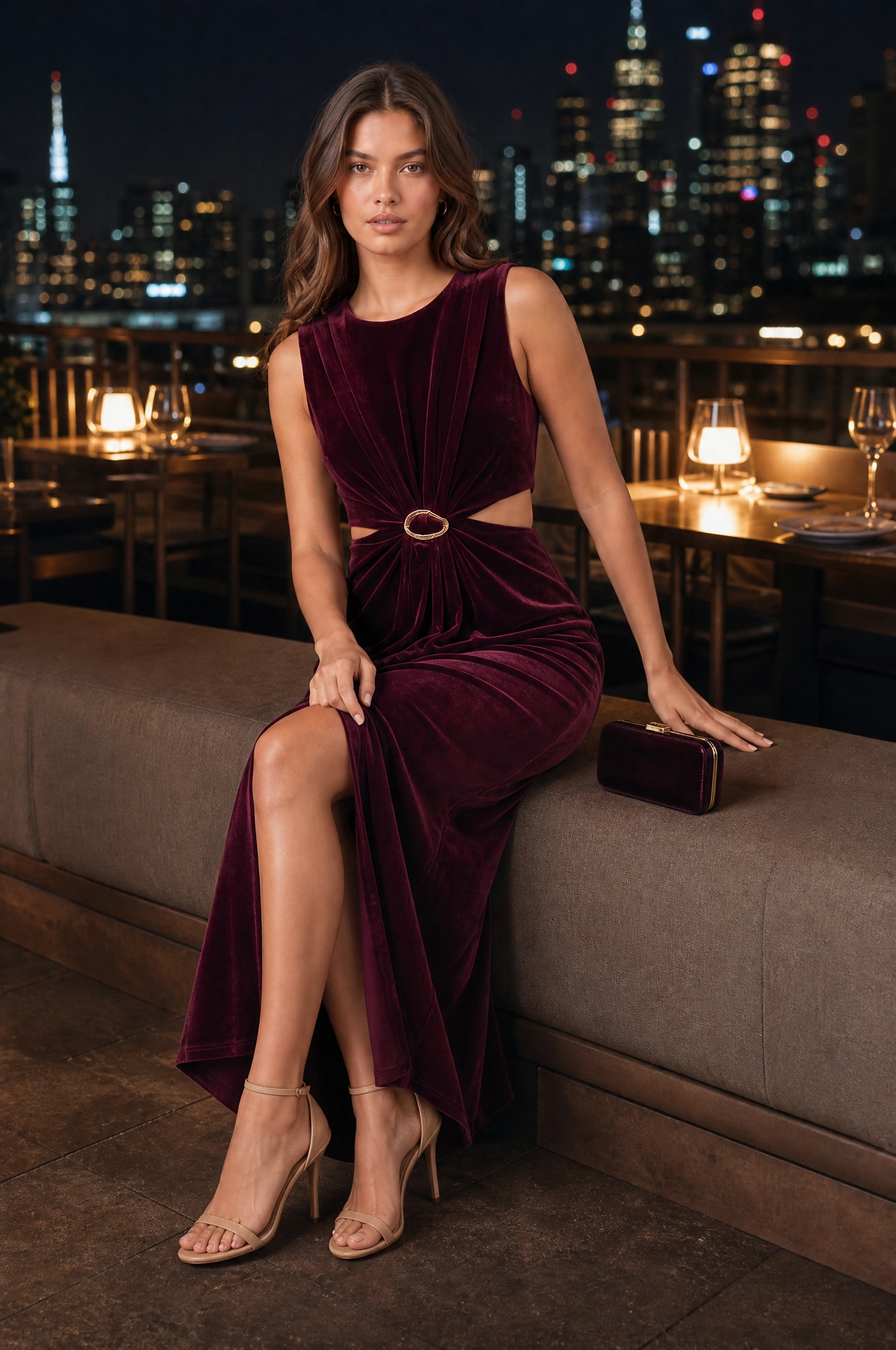 Robe velours sans manches | Variante Bordeaux - Lifestyle | Lounelle Paris