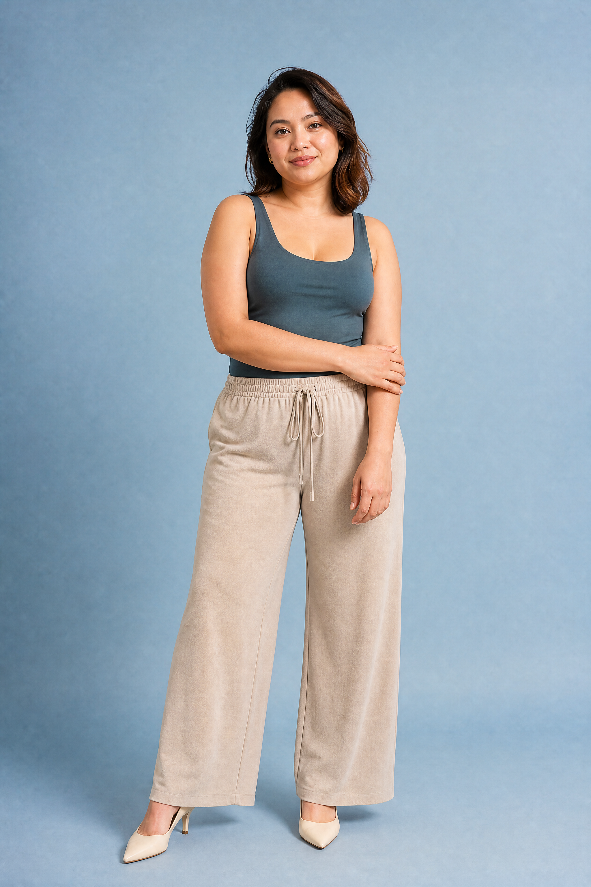 Pantalon large fluide à cordon | Porté sur une autre silhouette | Lounelle Paris