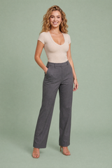 Ribbed V-Neck Knit Top