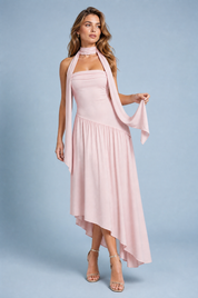 Robe longue bustier asymétrique | Vue de face | Lounelle Paris
