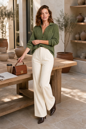 Top maille gaufrée col chemise | Photo lifestyle | Lounelle Paris