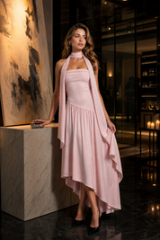 Robe longue bustier asymétrique | Deuxième photo lifestyle | Lounelle Paris