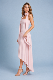 Robe longue bustier asymétrique | Vue de profil | Lounelle Paris