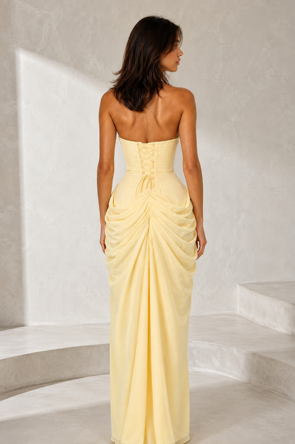Long bustier dress with slit