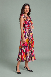 Robe fluide imprimée col V | Vue de profil | Lounelle Paris