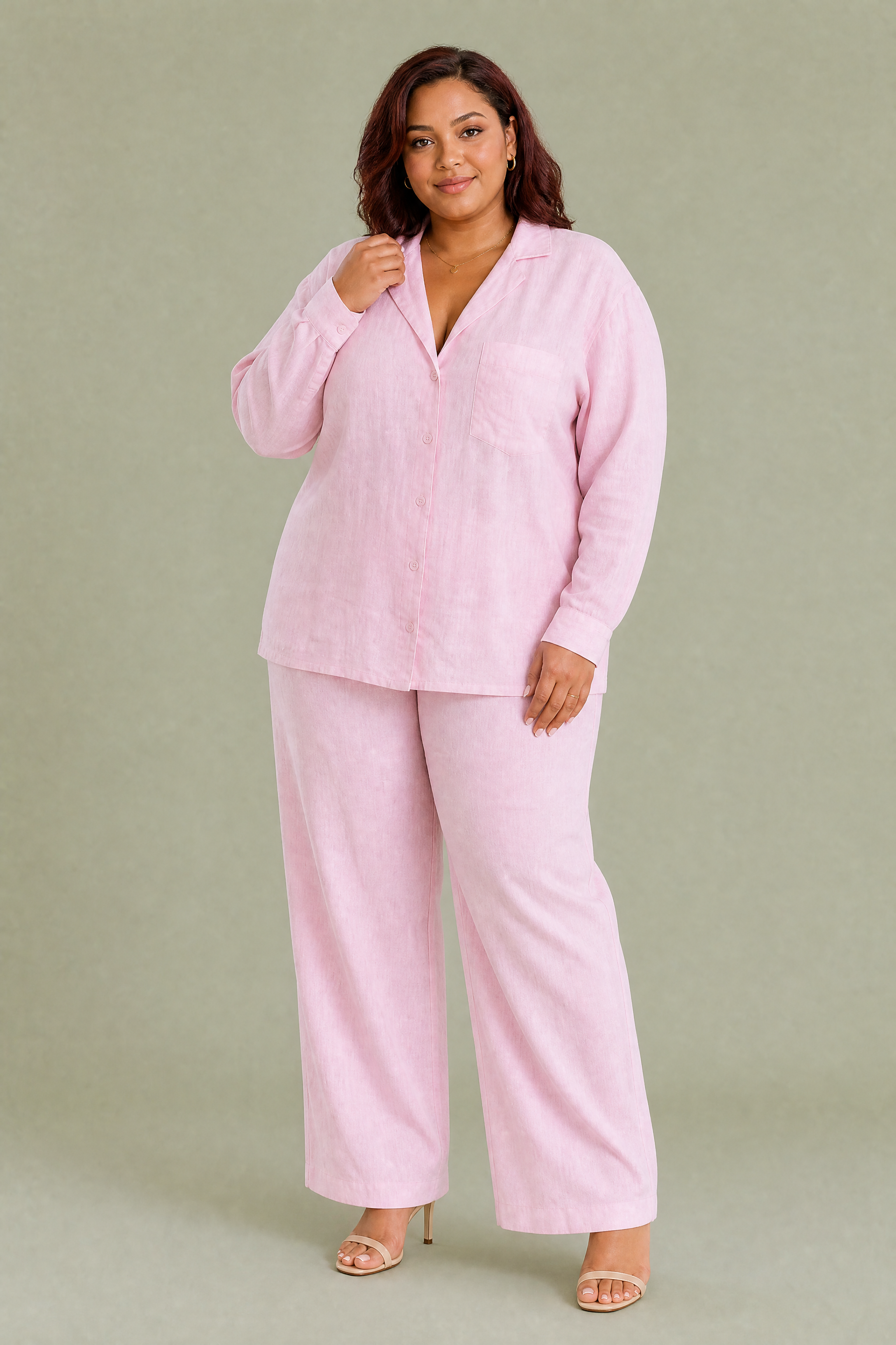 Ensemble trois pièces ample en lin | Porté sur une silhouette plus ronde | Lounelle Paris