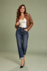 Dark Blue High-Waisted Mom Jeans
