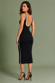 Robe noire dos nu contrastée | Vue de dos | Lounelle Paris