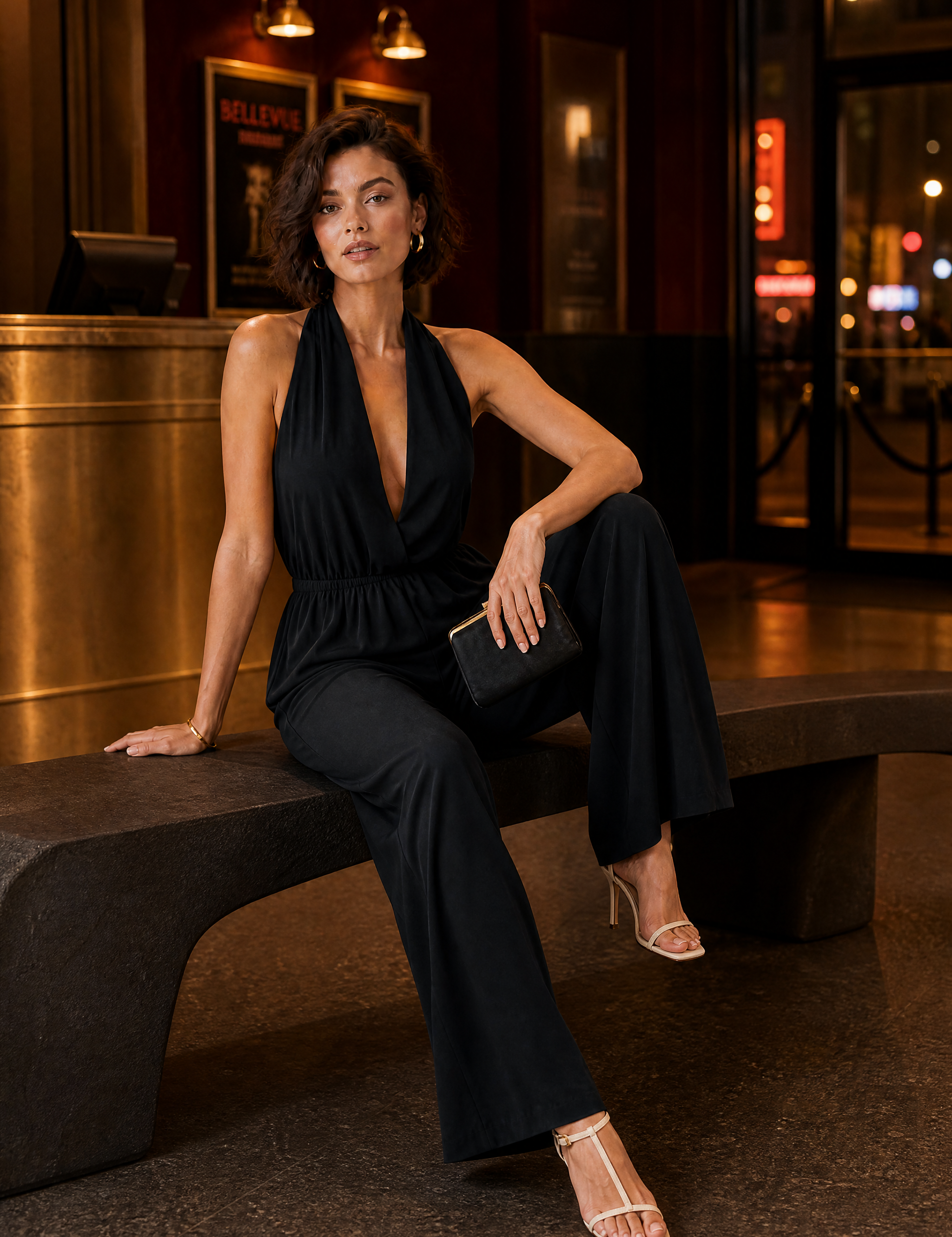 Combinaison col halter dos nu | Variante Noir - Lifestyle | Lounelle Paris